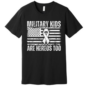 Military Are Heroes Too Purple Up Military Child Month Premium T-Shirt