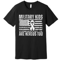 Military Are Heroes Too Purple Up Military Child Month Premium T-Shirt