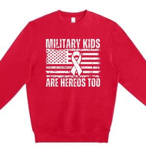 Military Are Heroes Too Purple Up Military Child Month Premium Crewneck Sweatshirt