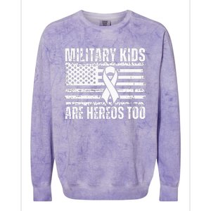 Military Are Heroes Too Purple Up Military Child Month Colorblast Crewneck Sweatshirt