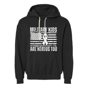 Military Are Heroes Too Purple Up Military Child Month Garment-Dyed Fleece Hoodie