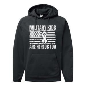 Military Are Heroes Too Purple Up Military Child Month Performance Fleece Hoodie