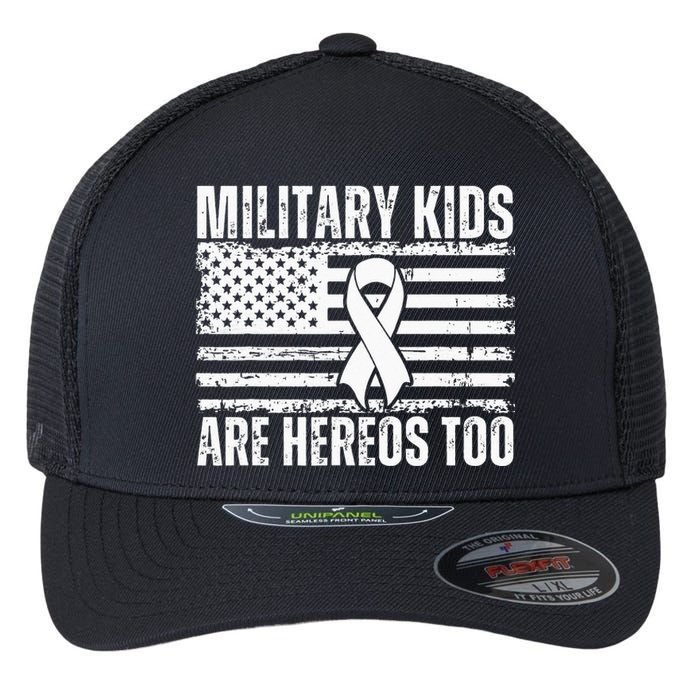 Military Are Heroes Too Purple Up Military Child Month Flexfit Unipanel Trucker Cap