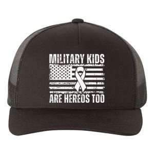 Military Are Heroes Too Purple Up Military Child Month Yupoong Adult 5-Panel Trucker Hat