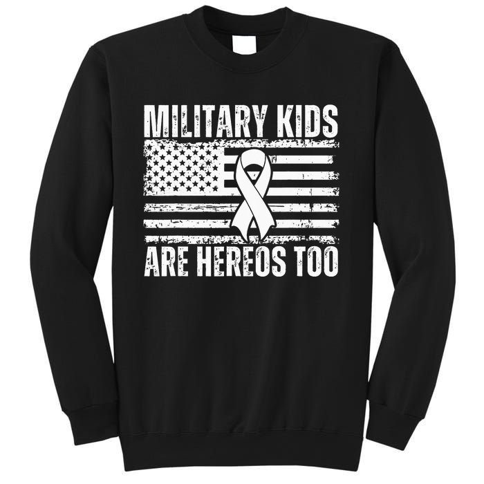 Military Are Heroes Too Purple Up Military Child Month Sweatshirt