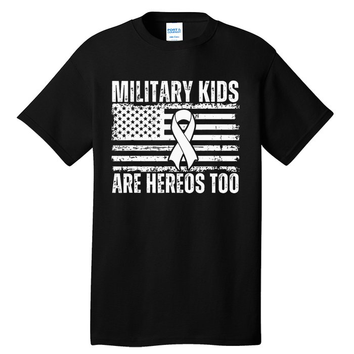 Military Are Heroes Too Purple Up Military Child Month Tall T-Shirt