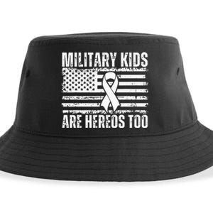 Military Are Heroes Too Purple Up Military Child Month Sustainable Bucket Hat