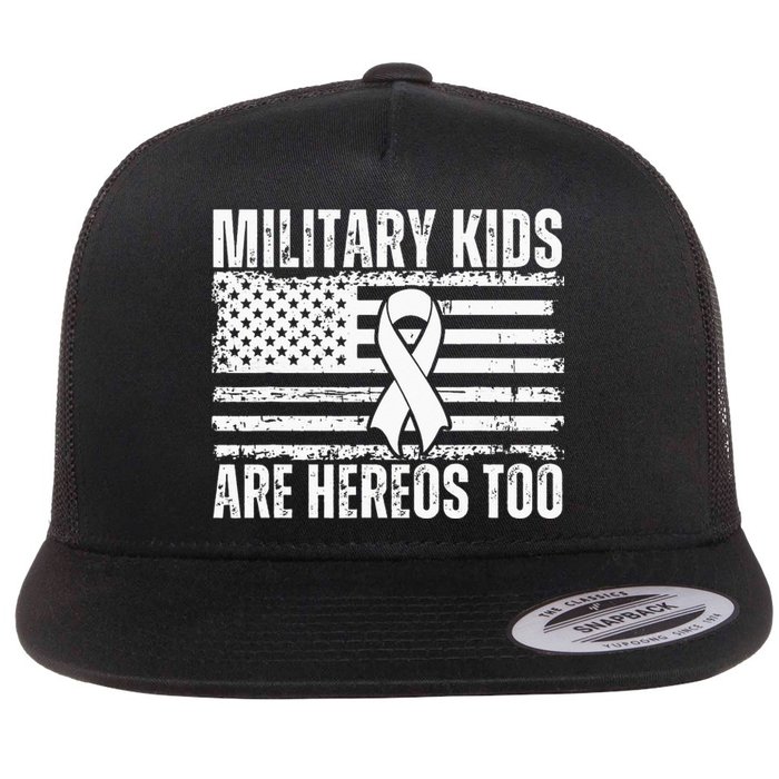 Military Are Heroes Too Purple Up Military Child Month Flat Bill Trucker Hat