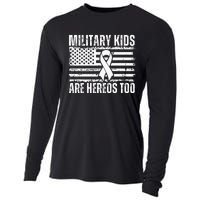 Military Are Heroes Too Purple Up Military Child Month Cooling Performance Long Sleeve Crew