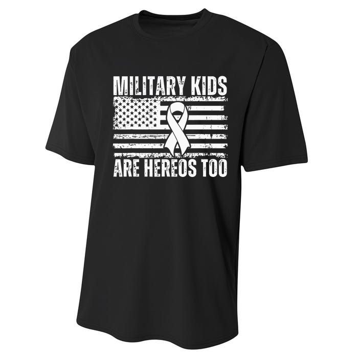 Military Are Heroes Too Purple Up Military Child Month Performance Sprint T-Shirt