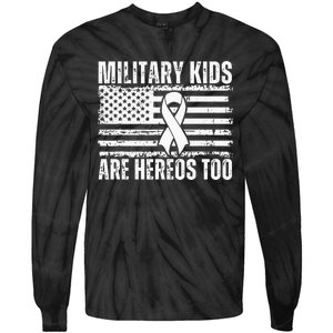 Military Are Heroes Too Purple Up Military Child Month Tie-Dye Long Sleeve Shirt