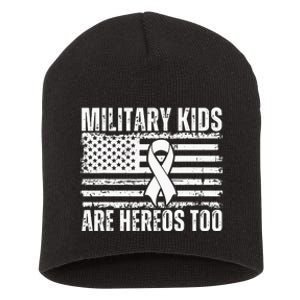 Military Are Heroes Too Purple Up Military Child Month Short Acrylic Beanie