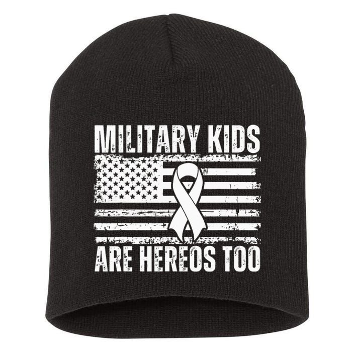 Military Are Heroes Too Purple Up Military Child Month Short Acrylic Beanie