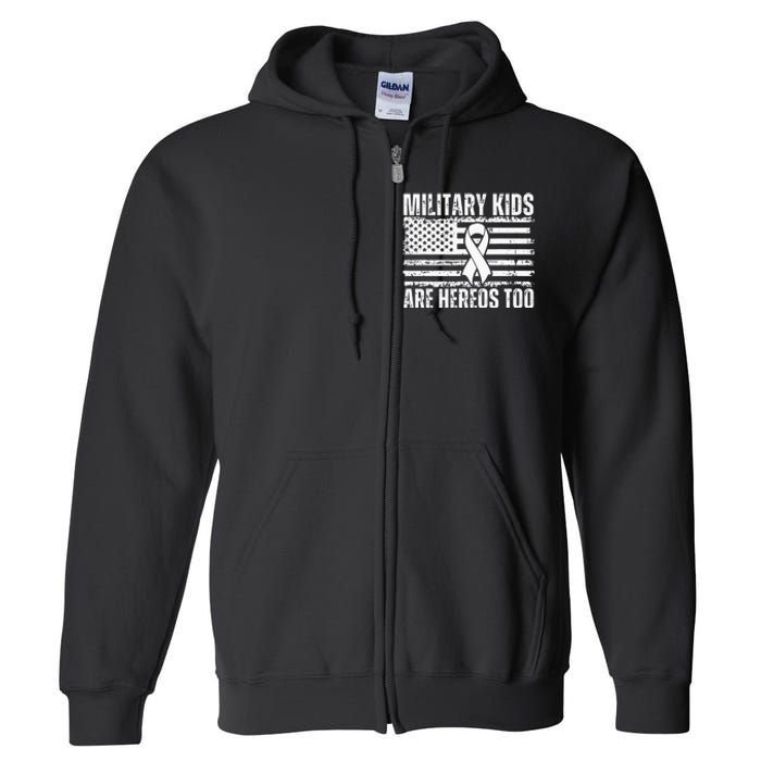 Military Are Heroes Too Purple Up Military Child Month Full Zip Hoodie