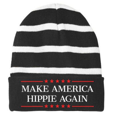 Make America Hippie Again Striped Beanie with Solid Band