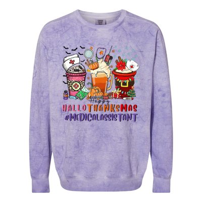 Medical Assistant Happy Hallothanksmas Nurse Coffee Cute Gift Colorblast Crewneck Sweatshirt