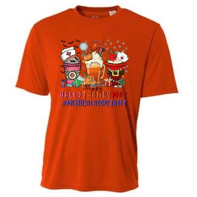 Medical Assistant Happy Hallothanksmas Nurse Coffee Cute Gift Cooling Performance Crew T-Shirt