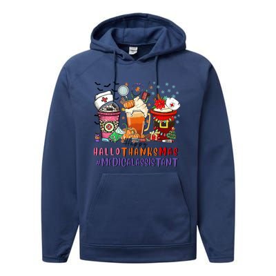 Medical Assistant Happy Hallothanksmas Nurse Coffee Cute Gift Performance Fleece Hoodie