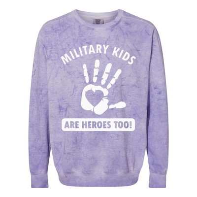 Military are heroes too! Purple Up Military Child Month Colorblast Crewneck Sweatshirt