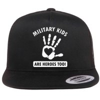 Military are heroes too! Purple Up Military Child Month Flat Bill Trucker Hat