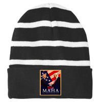 Make America Healthy Maha Striped Beanie with Solid Band