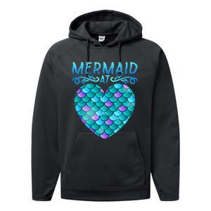 Mermaid At Heart Ocean Fish Tail Deep Sea Mermaid Shells Performance Fleece Hoodie