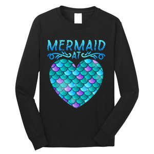 Mermaid At Heart Ocean Fish Tail Deep Sea Mermaid Shells Long Sleeve Shirt