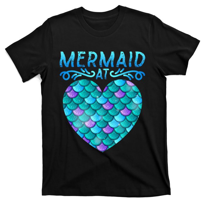 Mermaid At Heart Ocean Fish Tail Deep Sea Mermaid Shells T-Shirt