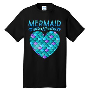 Mermaid At Heart Ocean Fish Tail Deep Sea Mermaid Shells Tall T-Shirt