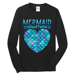 Mermaid At Heart Ocean Fish Tail Deep Sea Mermaid Shells Tall Long Sleeve T-Shirt