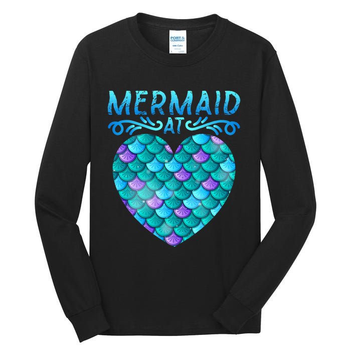 Mermaid At Heart Ocean Fish Tail Deep Sea Mermaid Shells Tall Long Sleeve T-Shirt