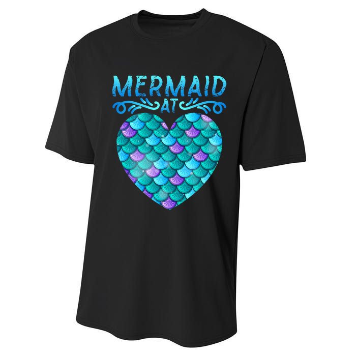 Mermaid At Heart Ocean Fish Tail Deep Sea Mermaid Shells Performance Sprint T-Shirt