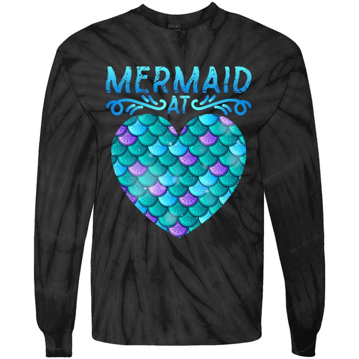 Mermaid At Heart Ocean Fish Tail Deep Sea Mermaid Shells Tie-Dye Long Sleeve Shirt