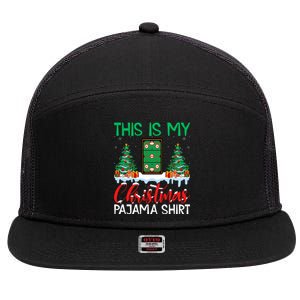 My Air Hockey Christmas Pajama Funny Gift Air Hockey Player Xmas Meaningful Gift 7 Panel Mesh Trucker Snapback Hat