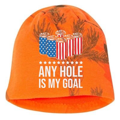 Men USA Flag Beer Pong Game 4th of July Beer any hole is my goal Kati - Camo Knit Beanie