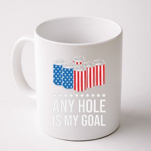 Men USA Flag Beer Pong Game 4th of July Beer any hole is my goal Coffee Mug