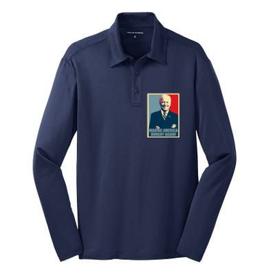 Making America Hungry Again Anti Joe Biden Silk Touch Performance Long Sleeve Polo