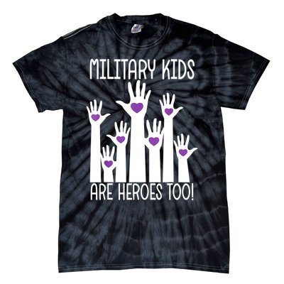 Military Are Heroes Too! Purple Up Military Child Month Tie-Dye T-Shirt