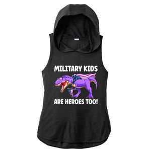 Military Are Heroes Too! Purple Up Military Child Month Ladies PosiCharge Tri-Blend Wicking Draft Hoodie Tank