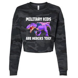 Military Are Heroes Too! Purple Up Military Child Month Cropped Pullover Crew