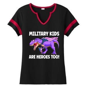 Military Are Heroes Too! Purple Up Military Child Month Ladies Halftime Notch Neck Tee