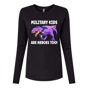 Military Are Heroes Too! Purple Up Military Child Month Womens Cotton Relaxed Long Sleeve T-Shirt