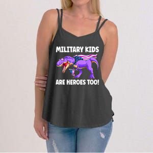 Military Are Heroes Too! Purple Up Military Child Month Women's Strappy Tank