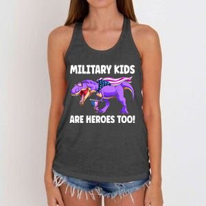 Military Are Heroes Too! Purple Up Military Child Month Women's Knotted Racerback Tank