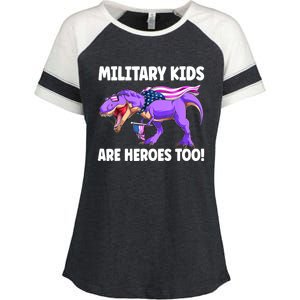 Military Are Heroes Too! Purple Up Military Child Month Enza Ladies Jersey Colorblock Tee