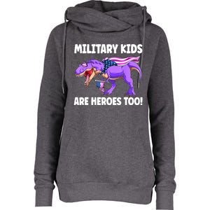 Military Are Heroes Too! Purple Up Military Child Month Womens Funnel Neck Pullover Hood