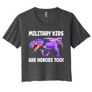 Military Are Heroes Too! Purple Up Military Child Month Women's Crop Top Tee