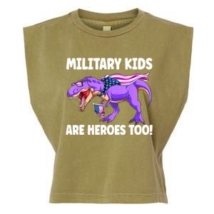 Military Are Heroes Too! Purple Up Military Child Month Garment-Dyed Women's Muscle Tee