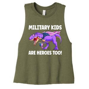 Military Are Heroes Too! Purple Up Military Child Month Women's Racerback Cropped Tank