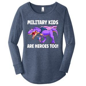 Military Are Heroes Too! Purple Up Military Child Month Women's Perfect Tri Tunic Long Sleeve Shirt